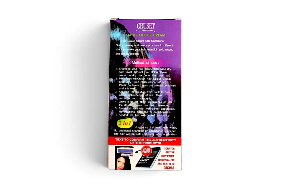 Cruset Hair Colour Cream Natural Black 2 In 1 60ml – photo 2