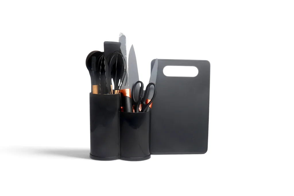 Bali Kitchenware Set With Holder And Cutting Board Black – photo 2