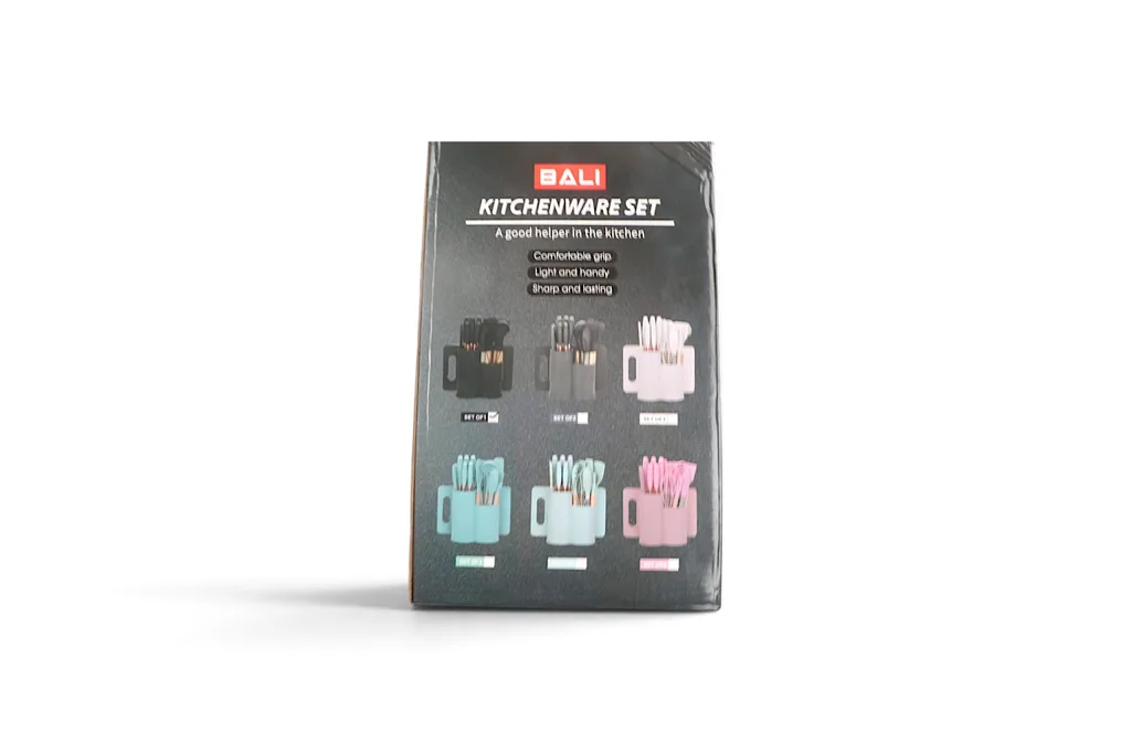 Bali Kitchenware Set With Holder And Cutting Board Black